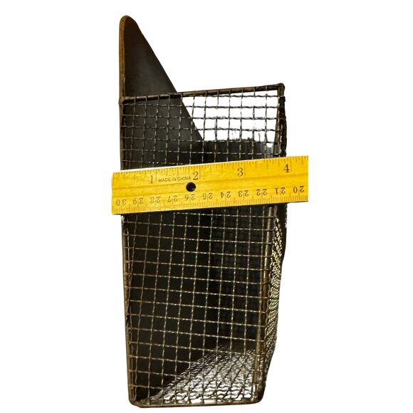 Vintage Industrial Wire Wall Basket with Galvanized Metal Backing - Picture 6 of 10